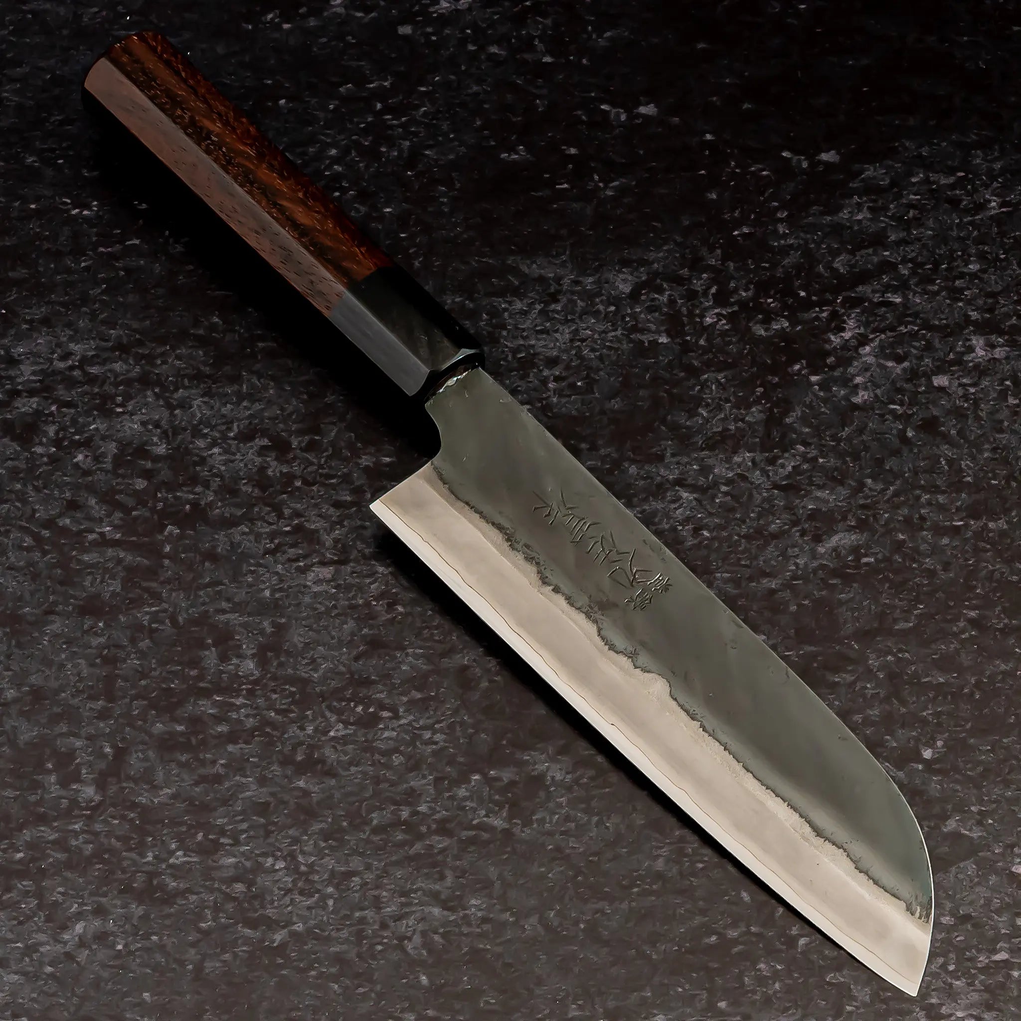 ZDP189 黒三徳180mm 紫檀八角柄